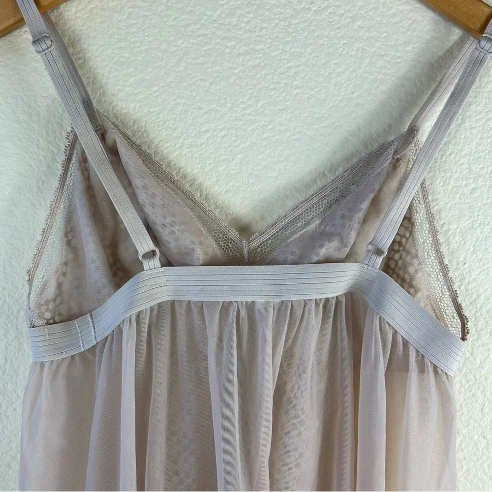 DKNY Beige Sheer Lace Lingerie Baby Doll w/ Adjustable Straps, Size Large - Picture 5 of 9